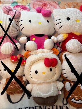 Hello Kitty Plush Collection - White, Pink, Red, Brown, Orange Accents